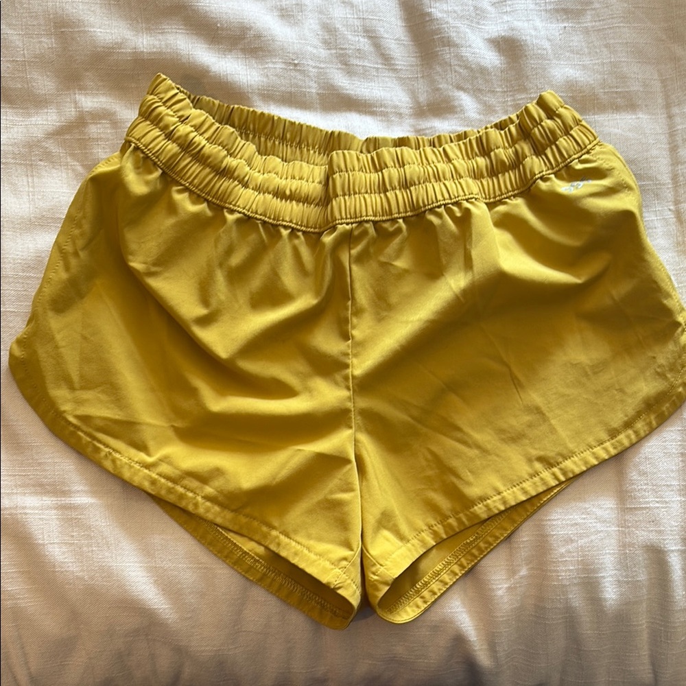 Yellow Athletic Shorts with Elastic Waistband